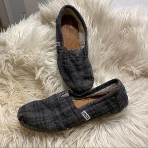 Toms Plaid Gray Loafers Checkered Pattern Warm